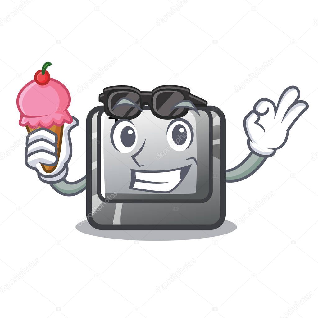 With ice cream T button installed on character computer
