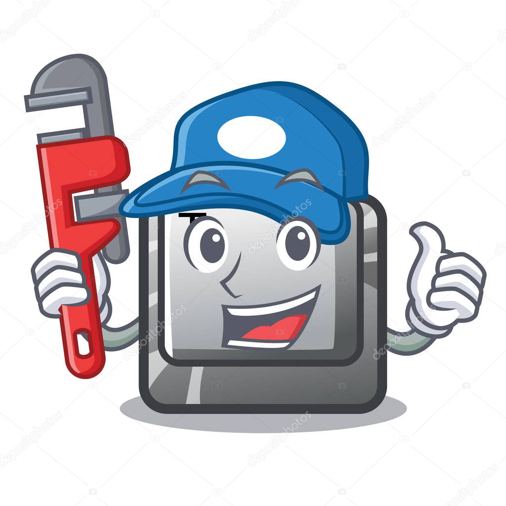 Plumber button T in the mascot shape