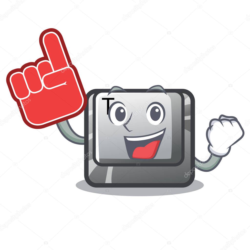 Foam finger button T in the mascot shape