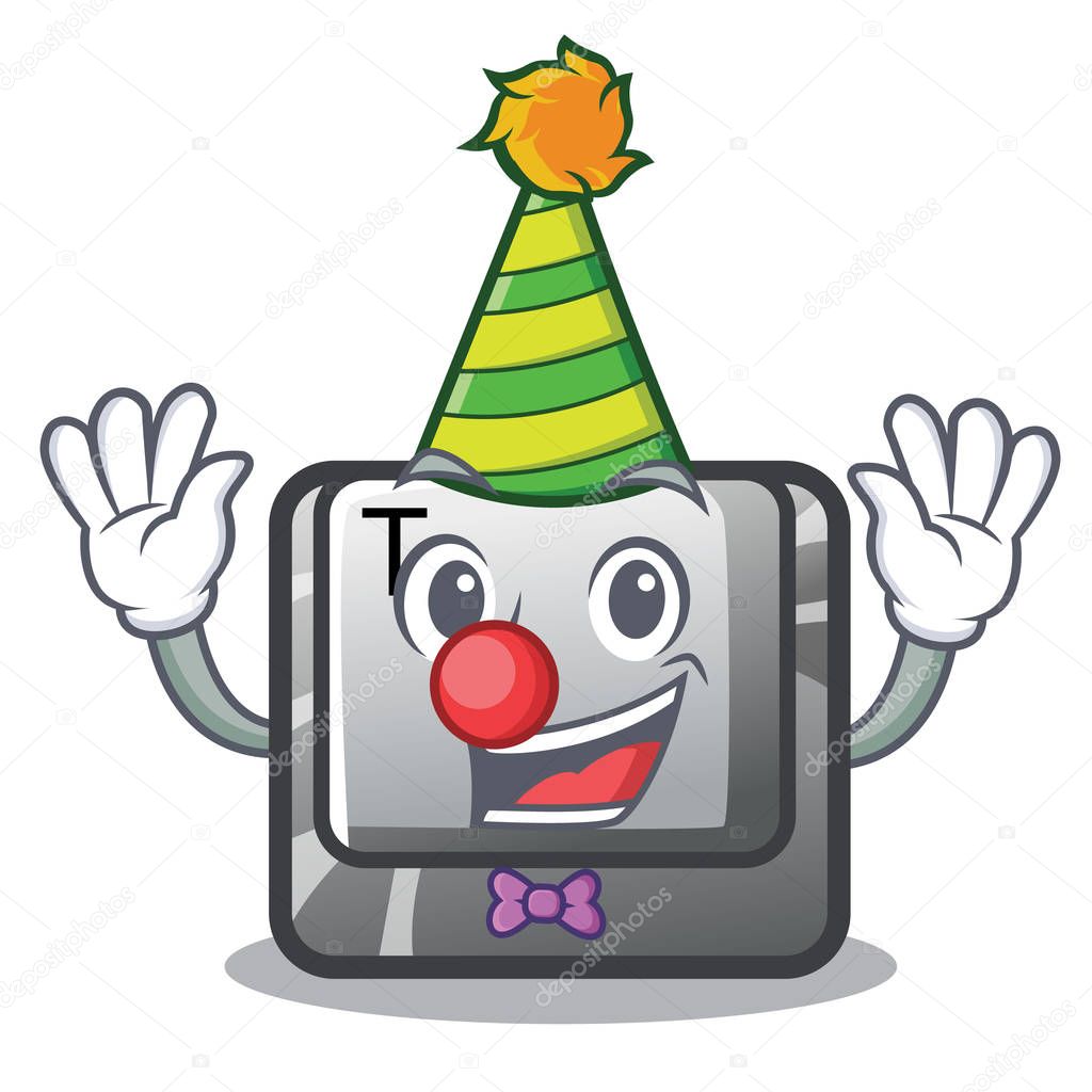 Clown button T in the mascot shape