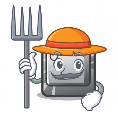 Çiftçi düğmesi Q maskot izole