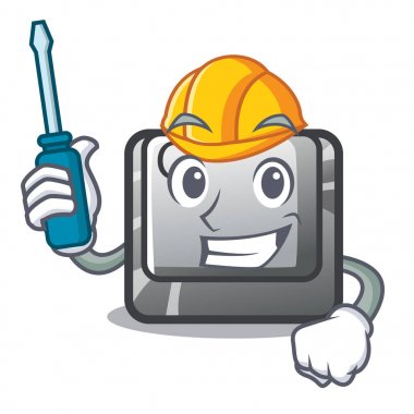 Otomotiv Q düğmesi karikatür bilgisayara yüklü