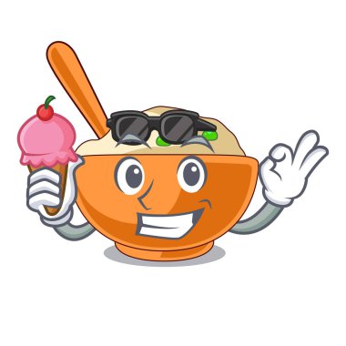 Çizgi filmle izole edilmiş patates püresiyle.