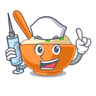 Hemşire karikatür ile izole patates püresi