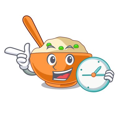 Çizgi filmle izole edilmiş patates püresiyle.