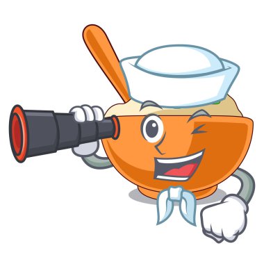 Şeklinde maskot dürbün püresi patates ile Denizci