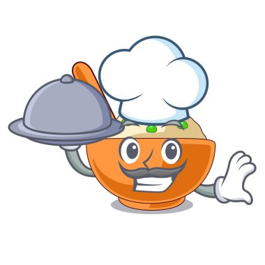 Şekil maskotu gıda püresi patates ile Şef