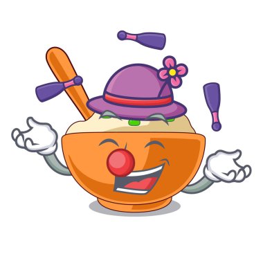 Karikatür plaka yukarıda patates püresi Hokkabazlık