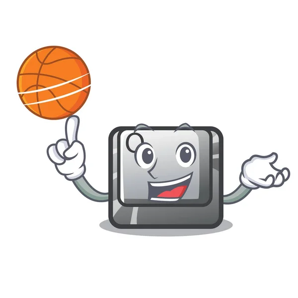 Con el botón de baloncesto Q aislado en la mascota — Vector de stock