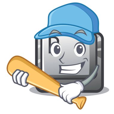 Çizgi film bilgisayarına yüklenen beyzbol P tuşu oynamak