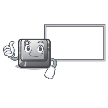 Karikatür bilgisayara yüklü pano P düğmesi ile başparmak