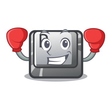 Karikatür bilgisayarda yüklü Boks P düğmesi