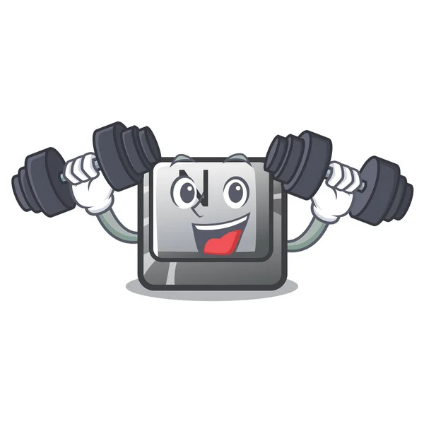 Botão de fitness P instalado no computador dos desenhos animados — Vetor de Stock