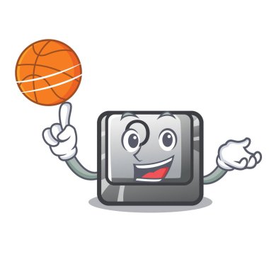 Çizgi filmde o izole edilmiş basketbol düğmesiyle.