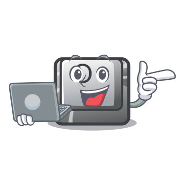 Dizüstü bilgisayarın 0 tuşuyla karikatürde izole edilmiş.