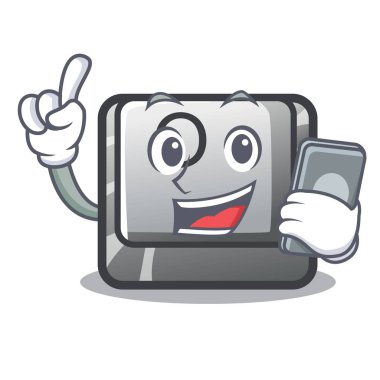 Çizgi filmde telefon düğmesi O izole