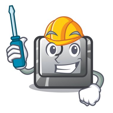 Maskot bilgisayara otomotiv O düğmesi yüklendi