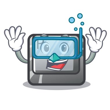 Dalış düğmesi R karikatür ile izole