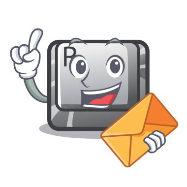 Zarf düğmesi R ile karikatür izole