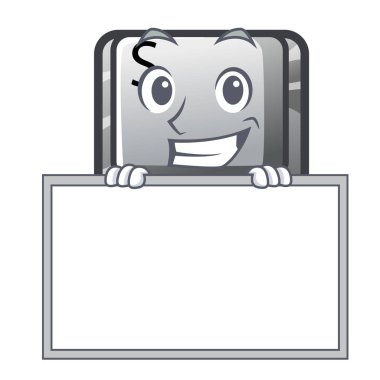 Karikatür şeklinde tahta düğmesi S ile sırıtarak