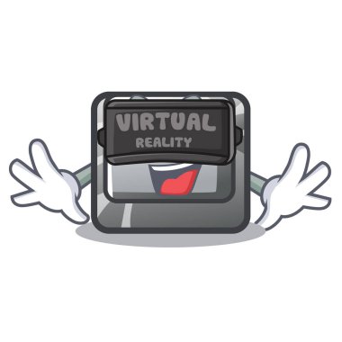 Sanal gerçeklik düğmesi S bir bilgisayar karikatür