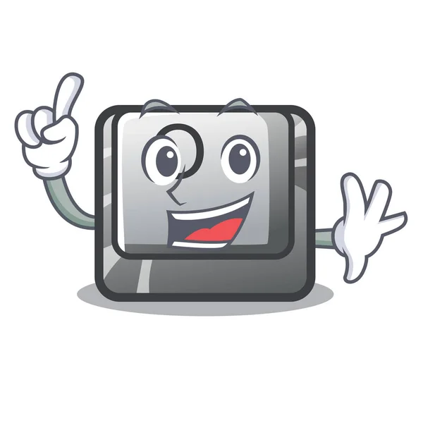 Vinger O knop geïnstalleerd op mascotte computer — Stockvector