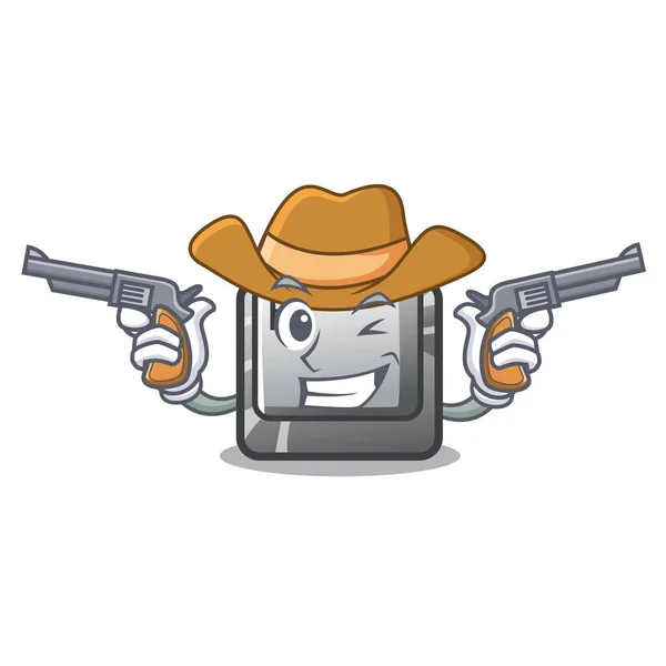 Botão Cowboy R instalado no teclado dos desenhos animados — Vetor de Stock