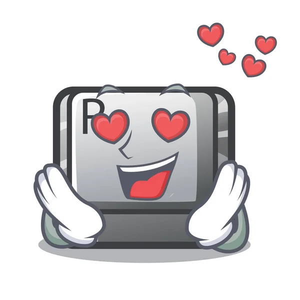 No botão de amor R na forma de mascote —  Vetores de Stock
