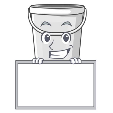 Tahta plastik tüp kova ile grinning karakter izole