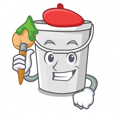 Sanatçı plastik tüp kova karakteri izole