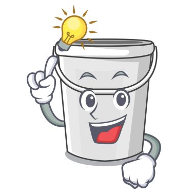 Maskot bir fikir plastik tüp kova var