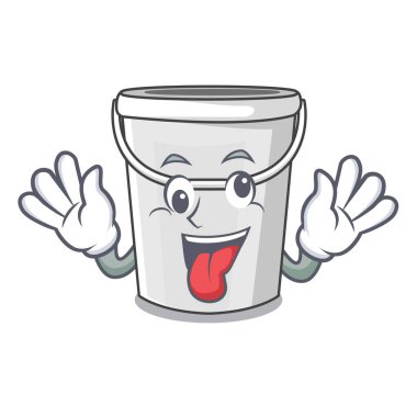 Maskot çılgın plastik tüp kova