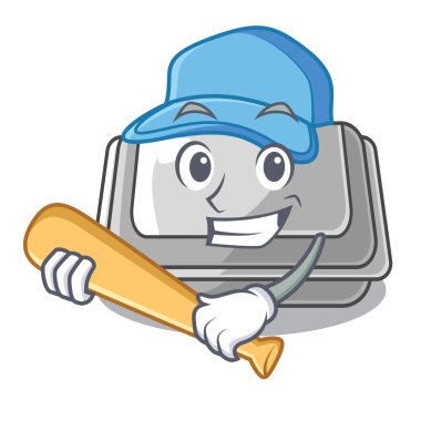 Çizgi filmde izole beyzbol plastik kutu oynamak