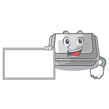 Çizgi filmde izole edilmiş plastik kutuyla.