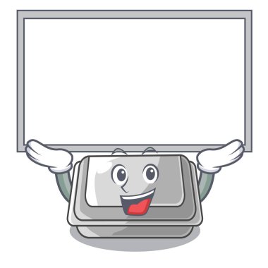 Yukarı tahta plastik kutu karikatür izole