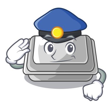 Polis plastik kutu karikatür izole