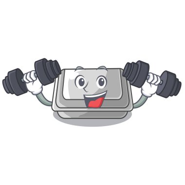 Fitness plastik kutu karikatür izole