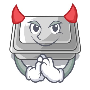 Karikatür masasında Devil plastik kutu