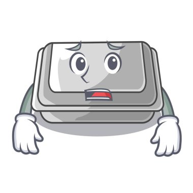 Karikatür masasında Korkmuş plastik kutu