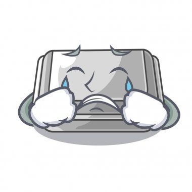 Karikatür masasında ağlayan plastik kutu