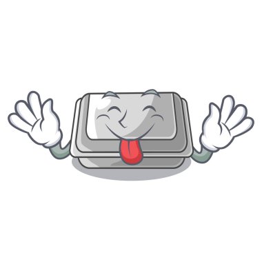 Karakter dolabında plastik kutu dil dışarı