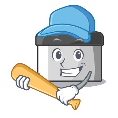 Ahşap dolapta beyzbol karakter pasta kazıyıcı oynamak