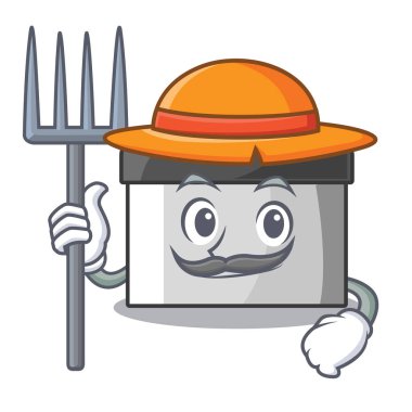 Ahşap dolapta çiftçi karakter pasta kazıyıcı