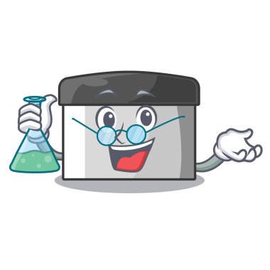 Profesör pasta kazıyıcı karikatür ile izole