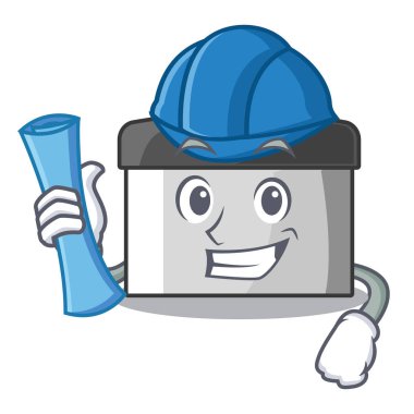 Mimar pasta kazıyıcı karikatür ile izole