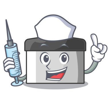 Hemşire pasta kazıyıcı karikatür ile izole