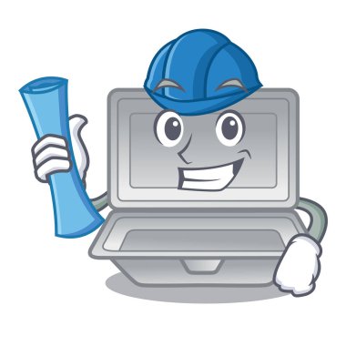 Mimar açık strafor maskot ile izole