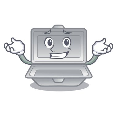 Maskot ile izole açık strafor sırıtarak