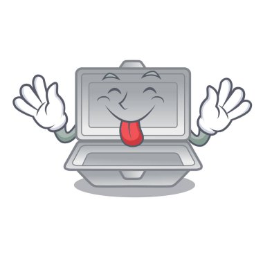 Dil dışarı karikatür masanın üzerinde açık strafor