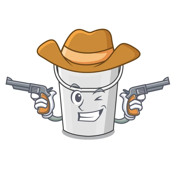 Cowboy műanyag csövet vödör izolált karakter — Stock Vector